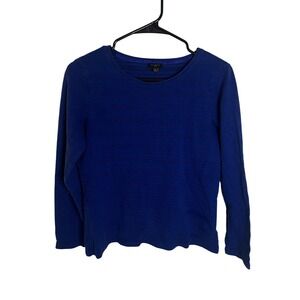 Talbots Sweater Womens Medium Petite Blue Textured Knit Pullover Long Sleeve Top